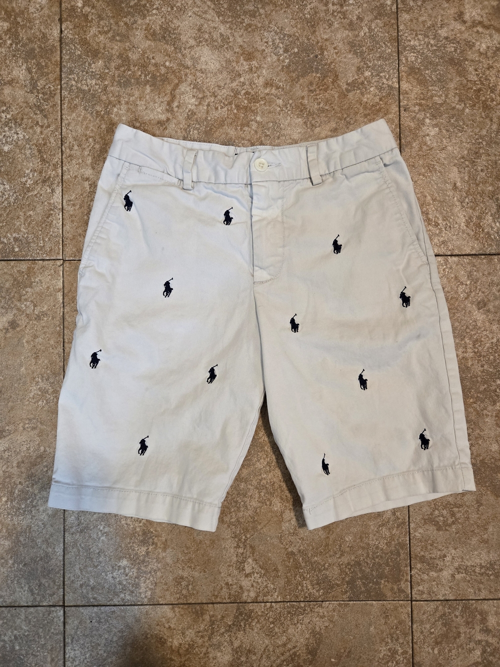 Polo by Ralph Lauren White Shorts with Navy Pony Embroidery